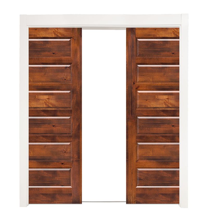 6 Panel Double Converging Pocket Doors Rustica